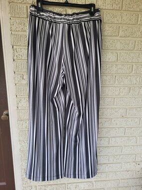 Robert Louis Black White Striped Wide Leg Pants Size M